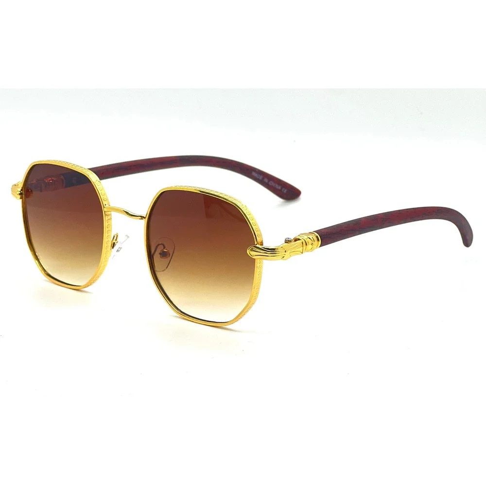 Men Sunglasses Brown Gradient Lens Hip Hop‎ Street Wear Trendy Round Classic New